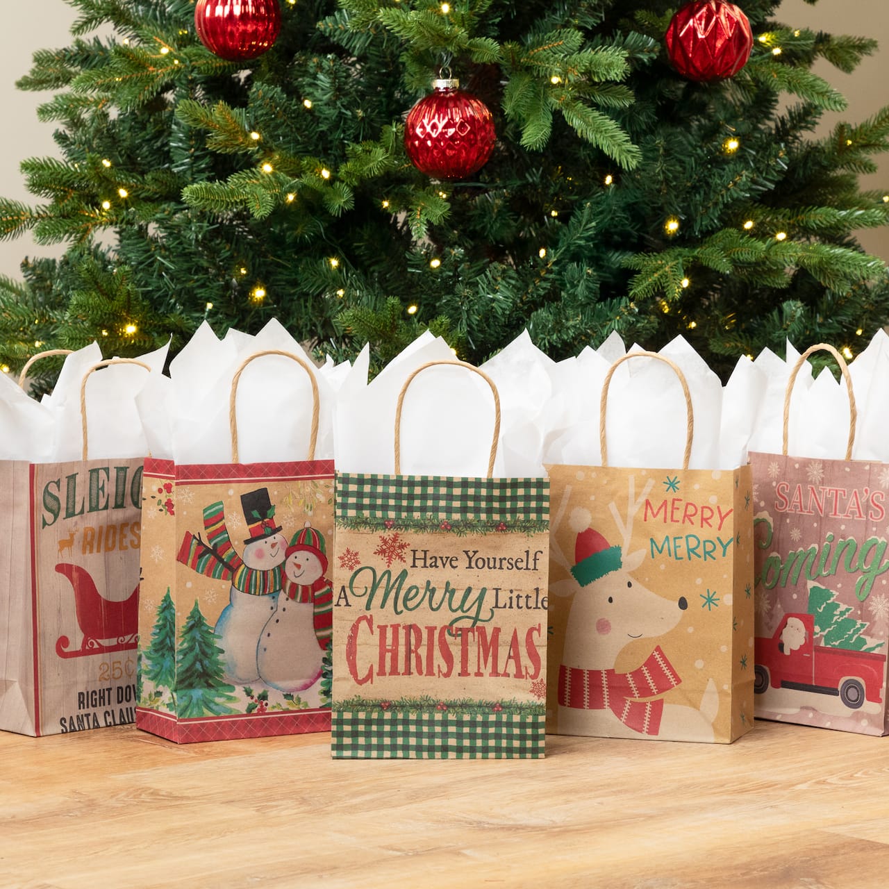 Pack of 15 Assorted Medium Christmas Gift Bags with Handle